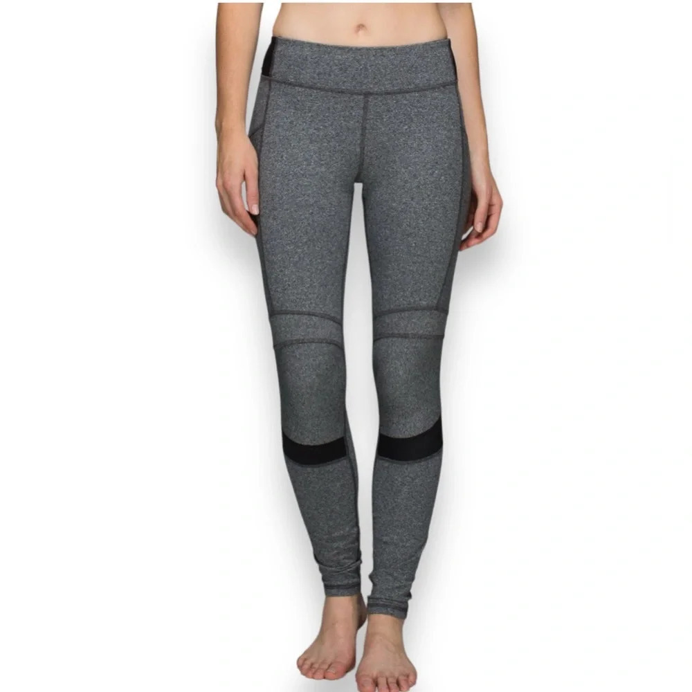 Lululemon Motivate Pant Heathered Speckled Grey Black  Practice Cotton Sz 6